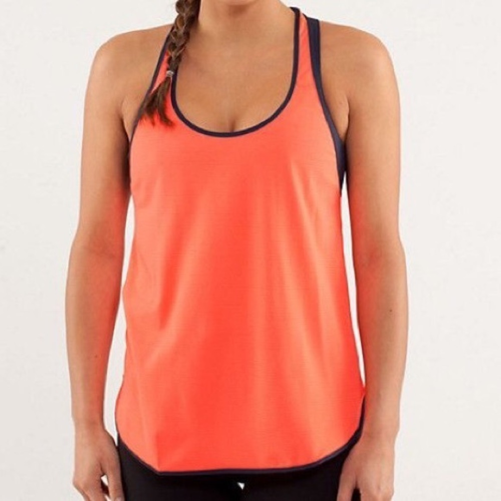 Lululemon singlet orange and navy size 10